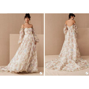 NWT BHLDN Sylvie Floral Full Gown Long train Sz 10